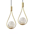 Elegant Pendant Lights with Golden Frames and Transparent Spherical Shades for Home Decor