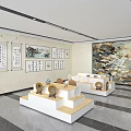 Wooden Display Shelves In Elegant Exhibition Hall Displaying Ceramics Bronzes Calligraphy And Paintings
