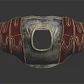 Medieval Style Armor Breastplate With Red Shoulder Plates And Intricate Silver Carvings