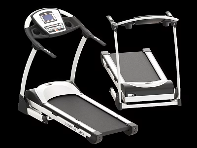 Two Modern Treadmill Sports Equipment With Digital Screens For Home Gym 3d model
