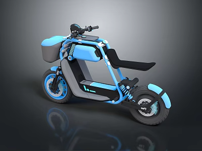Modern Blue Gray Electric Bicycle With Storage Compartment And Stylish Design 3d model