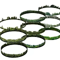 Green Circular Rings With Forest Landscapes In Stacked Arrangement Design