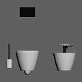 Modern Minimalist Bathroom With White Toilet Sink Toilet Brush And Gray Wall