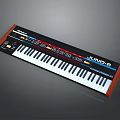 JUNO-6 Musical Instrument Keyboard With Black White Keys And Wooden Frame Control Panel