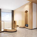 Bright Natural Wood Tone Living Room Interior With Soft Sofa And Large Wall Mounted TV