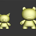 Colorful Toy Figures Of Panda And Yellow Animal With Reflective Base