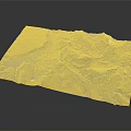 Garden Landscape 3D Terrain Model Displaying Green Mountains Blue Lake and Natural Vegetation