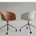 Modern Orange and White Office Chairs With Metal Base and Rolling Wheels