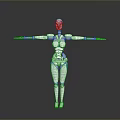White Humanoid Robot Game and Movie Character with Mechanical Joints and Arms Outstretched