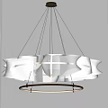 Modern Elegant Chandelier With Layered White Petal Shades And Circular Light Ring