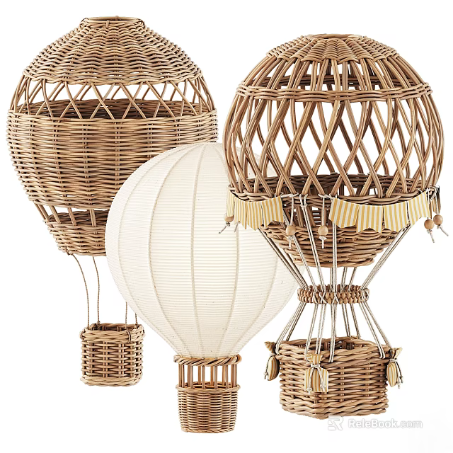 Wicker Hot Air Balloon Dolls Handmade Decorative Hanging Home Decor Items 3d model 