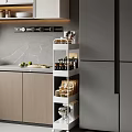 Modern Kitchen Multi-Tiered Storage Shelf with Spices and Food Packages