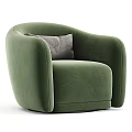 Modern Beige Armchair With Curved Armrests And Soft Gray Decorative Cushion