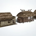 Traditional Chinese Rural Houses With Thatched Roofs Wooden Structures And Earthen Walls