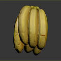 Fresh Ripe Yellow Banana Bunch With Natural Spots On Dark Background