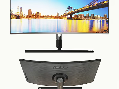 ASUS Curved Computer Monitor With Vibrant High Resolution City Landscape 3d model
