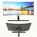 ASUS Curved Computer Monitor With Vibrant High Resolution City Landscape
