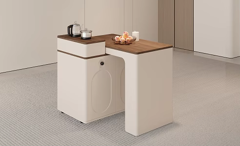 Tea Table Coffee Table Cream Style Walnut Modern Telescopic Stretch Rotating Kettle Smart Tea Cup Tea Set Fruit Tray Mobile Tea Tray 3d model