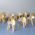 Modern Children's Tables and Chairs Kindergarten Tables and Chairs Background Wall 3d model