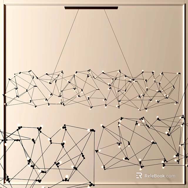 Elegant Modern Kitchen Chandelier With Geometric Metallic Frame Design 3d model