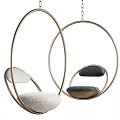 Comfortable Hanging Chair With Plush Light And Dark Gray Padded Seats And Metal Frame
