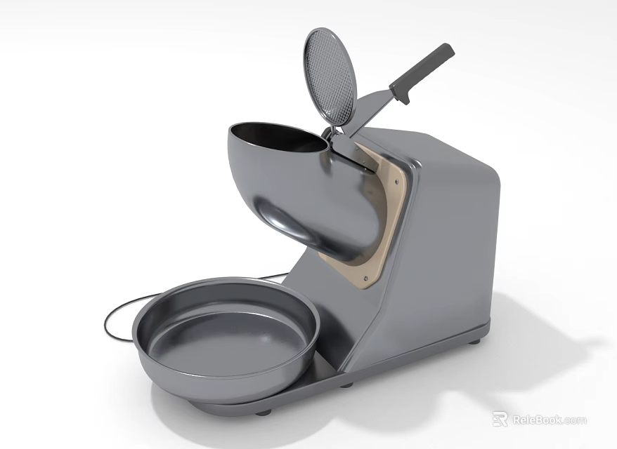 Gray Kitchen Appliance With Flip Top Lid Black Handle And Round Tray 3d model 