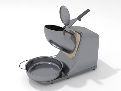 Gray Kitchen Appliance With Flip Top Lid Black Handle And Round Tray 3d model