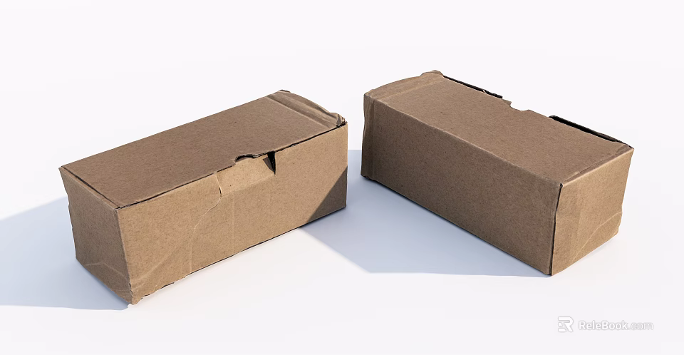 Two Brown Cardboard Boxes Sturdy Packaging Containers On White Background 3d model 