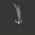 Giant Serrated Blade Weapon With Detailed Winged Skull And Decorative Handle