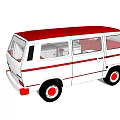 Classic White Van With Red Roof Stripes And Interior Design Features