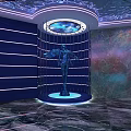 Modern Clubhouse Interior Design With Hexagonal Ceiling Neon Lighting And Reception Desk