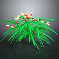 Lush Green Plant With Long Leaves And Clusters Of Small Yellow Red Flowers