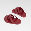 Stylish Red Sandals With Crisscross Straps And Flat Sole Design