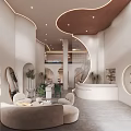 Elegant Modern Beauty Hair Salon Interior With Comfortable Seating And Green Plants