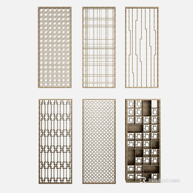 Modern Partition Design Collection With Various Geometric Patterns And Openwork Details 3d model