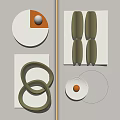 Modern Minimalist Wall Decor With Circular Ring Shaped And Geometric Elements 3d model