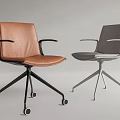 Modern Leather Office Chair Brown and Grey with Five Star Caster Base Two Piece Design