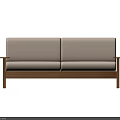 Modern Two Seater Sofa With Light Fabric Upholstery And Wooden Frame