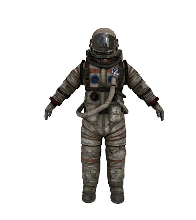 Astronaut In Spacesuit With Helmet And Alien Creature In Cosmic Environment 3d model