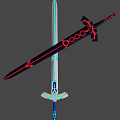 Futuristic Glowing Blue And Red Crossed Swords With Geometric Hilt Design