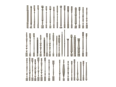 Various Decorative Metal Balusters Designs For Staircase And Balcony Railings 3d model