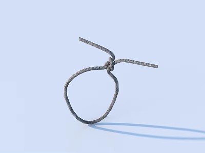 Gray Knitted Hair Tie With Simple Loop Design And Knot For Daily Use 3d model