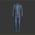 Men's Fashionable Light Blue Blazer With Blue Shirt And Blue Jeans Ensemble