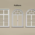 White Casement Windows Poliform Arched And Square Designs Mounted On Beige Wall