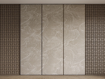 New Chinese Style Hard-pack Wall Panel Background Wall Decorative Panel Fabric Wall Cloth 3d model