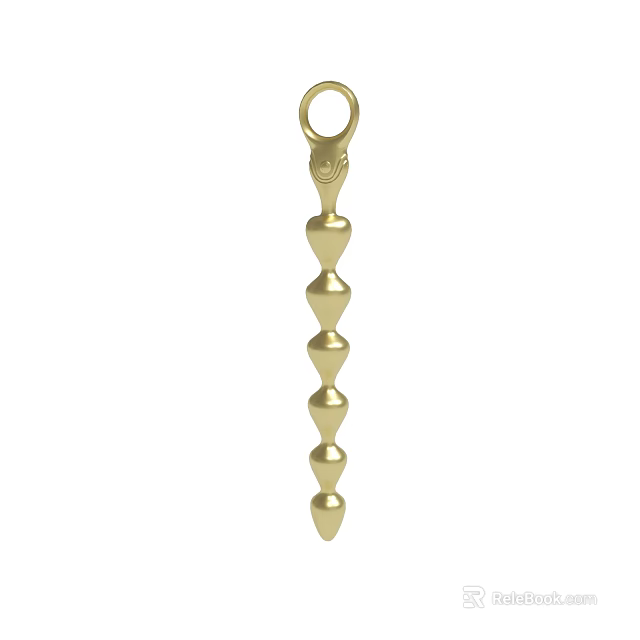 Gold Decorative Pendant With Heart And Cone Shaped Design And Loop Top 3d model 