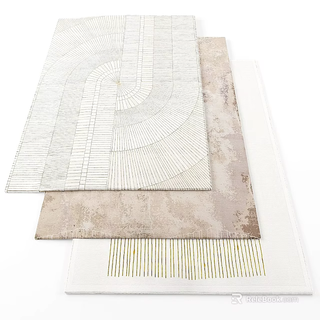 Stylish Square Area Rugs With Geometric Patterns Textured Surfaces And Neutral Tones 3d model