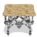 Elegant Classic Coffee Table With Marble Top And Intricate Metal Legs