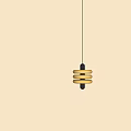 Aesthetic Golden Layered Rings Chandelier With Modern Minimalist Design And Beige Wall Background
