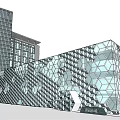 Modern Commercial Complex with Hexagonal Geometric Facade and Surrounding High Rise Buildings 3d model
